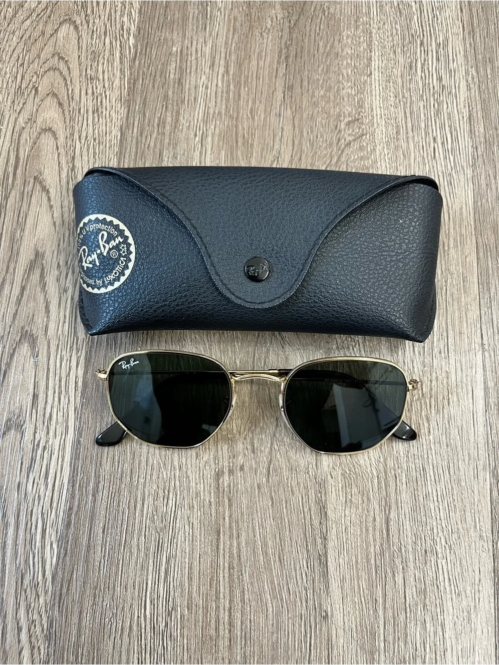 Ray-Ban Hexagonal lenses Gold Frame Sunglasses